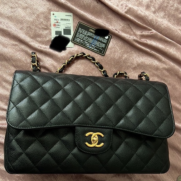 Channel black classic caviar double flap jumbo - Picture 6 of 7